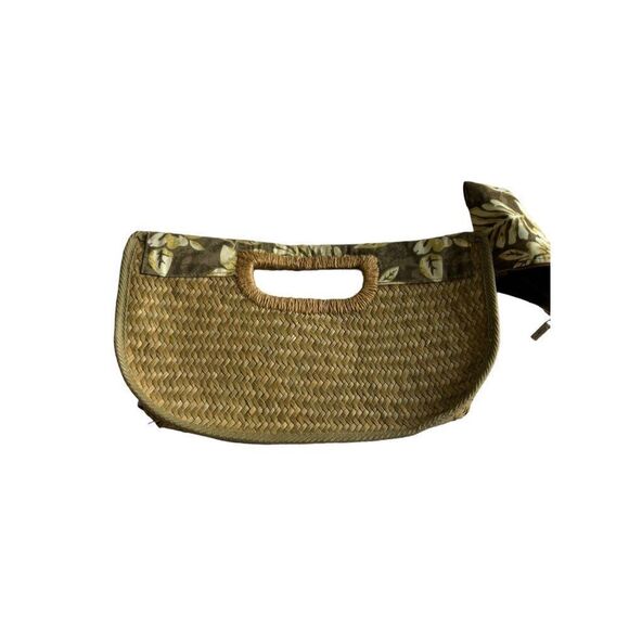 Vintage Americana Floral Woven Straw Clutch With Matching Coin Purse - Picture 6 of 8